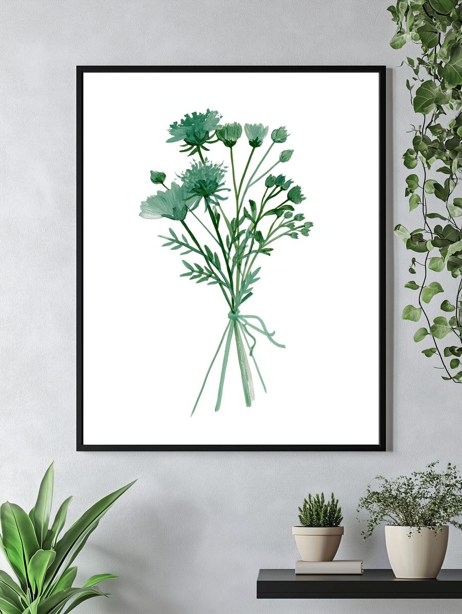 Green Wildflower Botanical Print. — room view 4