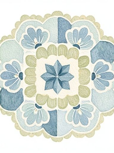 Blue Floral Mandala Illustration Poster. poster — botanical art