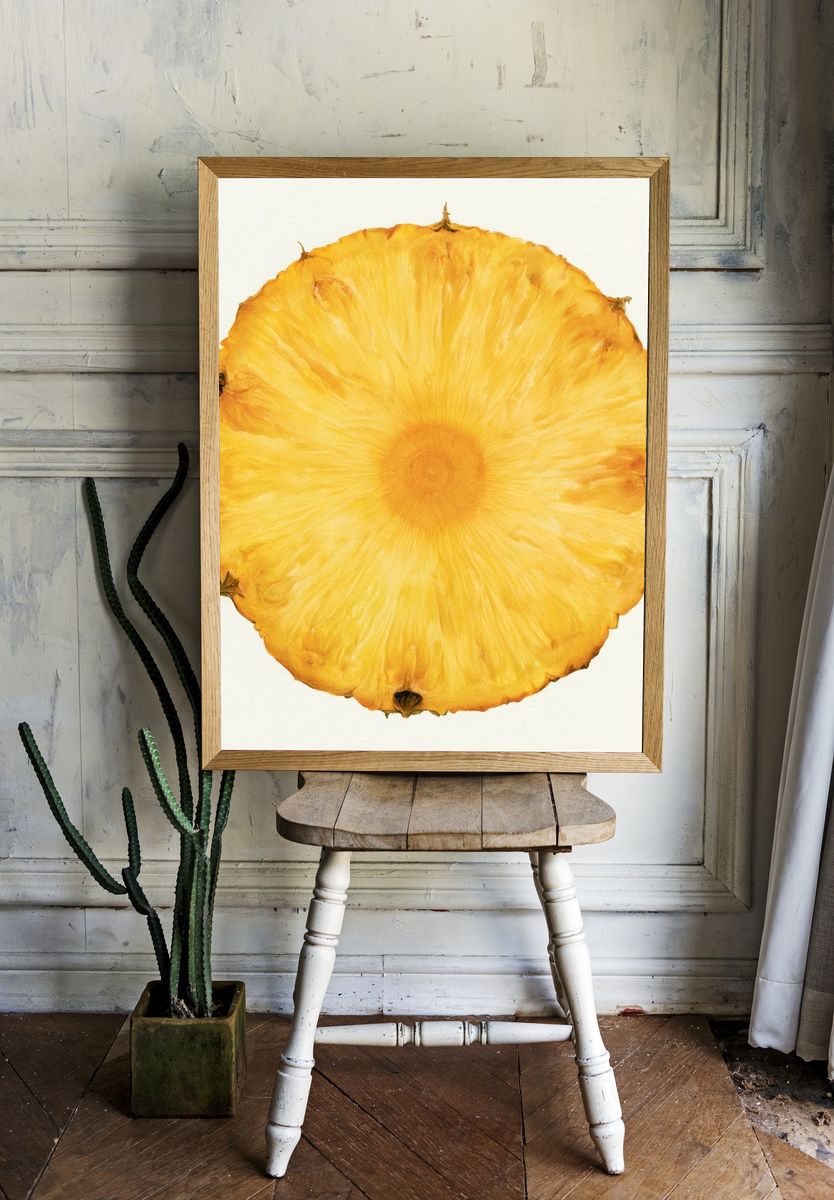Pineapple Slice Botanical Print. room preview