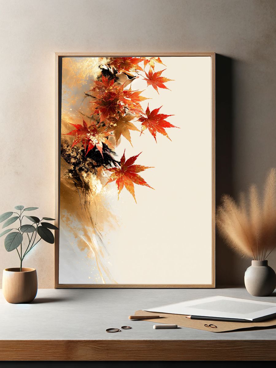 Autumn Maple Leaves Abstract Print. — room view 2