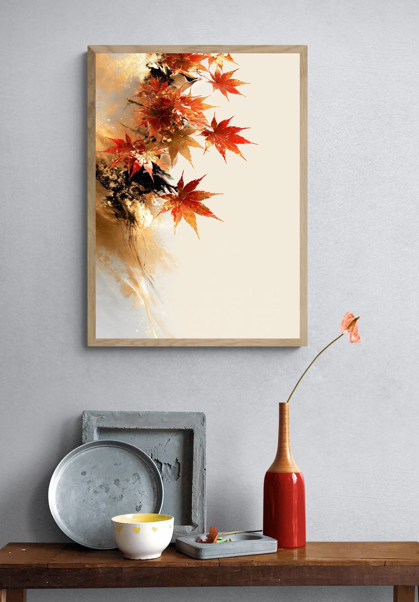 Autumn Maple Leaves Abstract Print. — room view 3