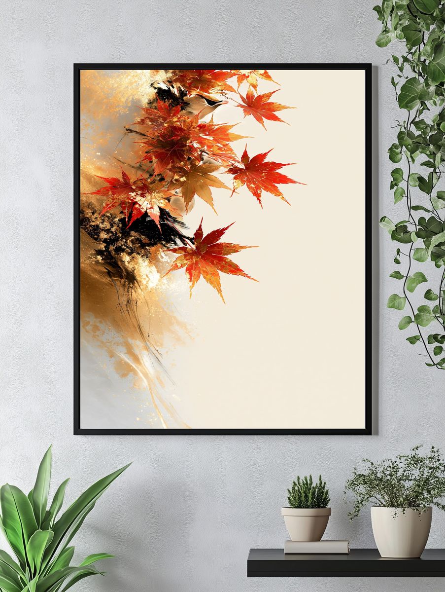 Autumn Maple Leaves Abstract Print. — room view 4