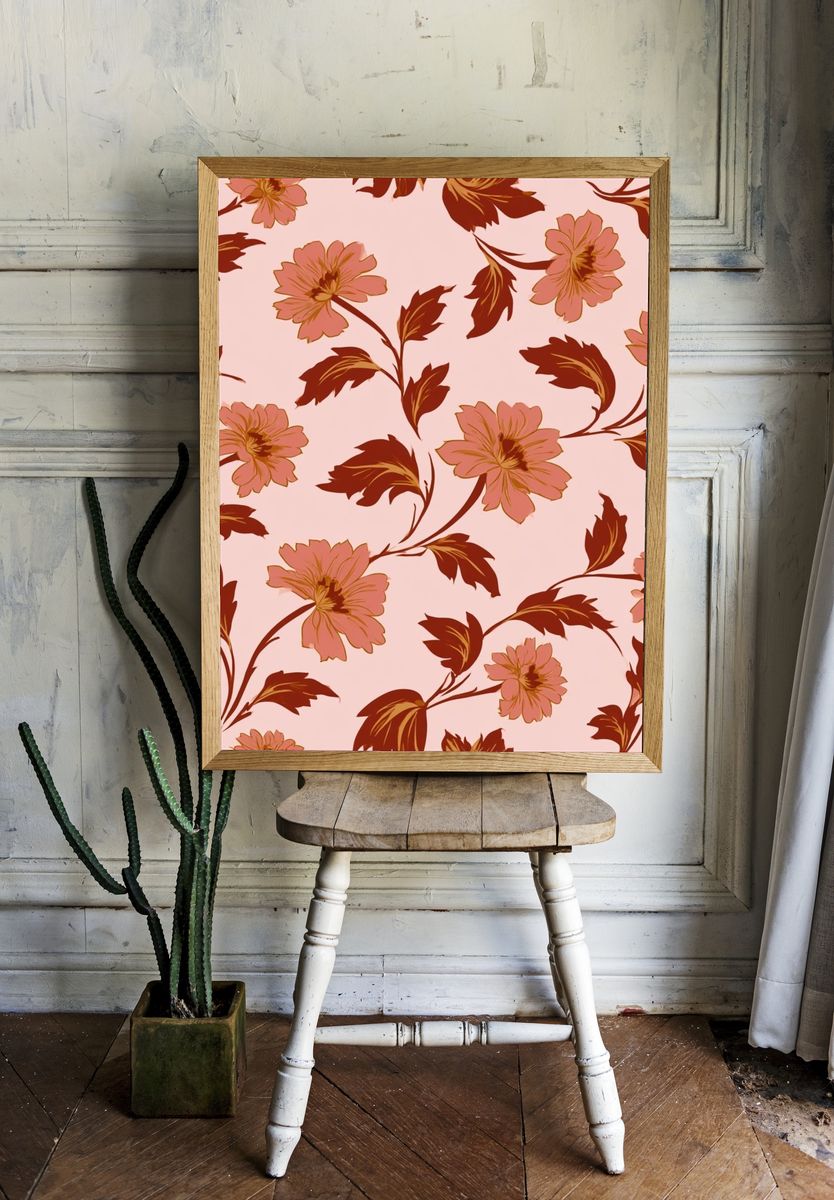 Floral Vine Pattern Print. — room view 1