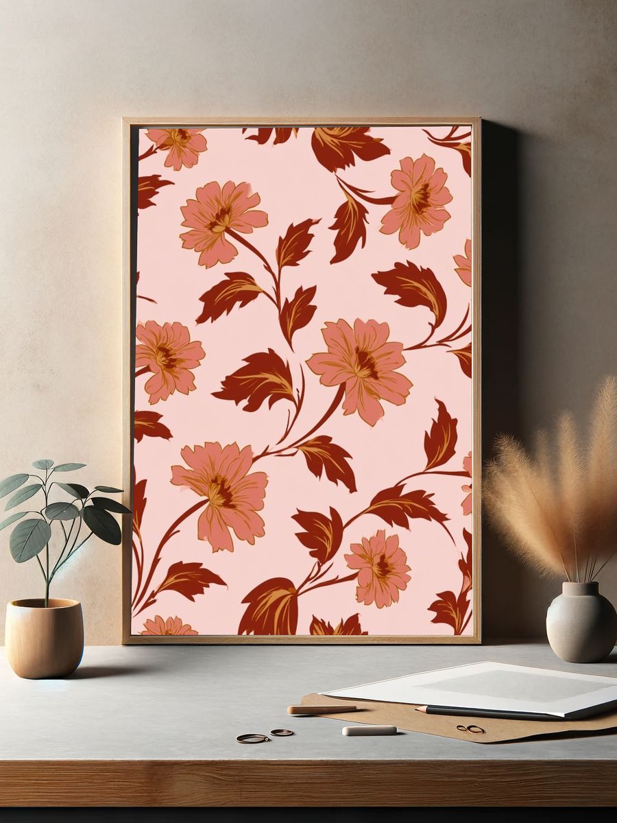 Floral Vine Pattern Print. — room view 2
