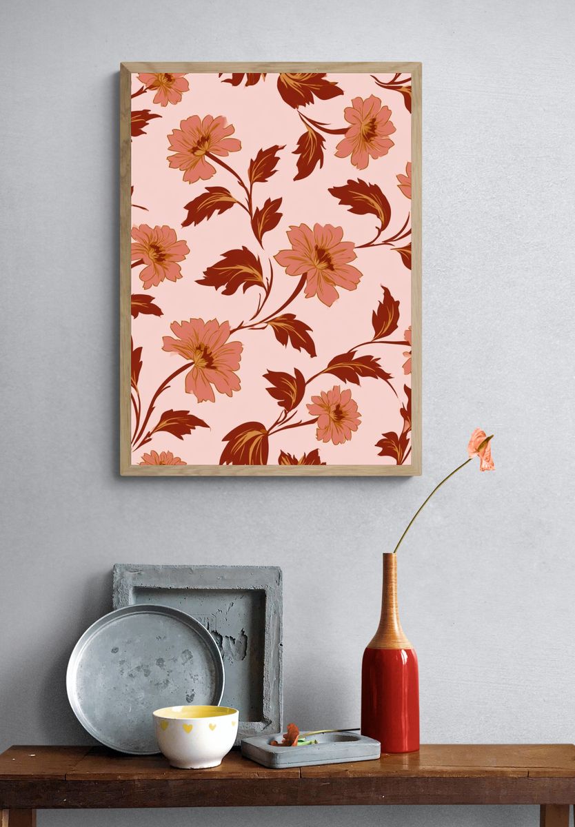 Floral Vine Pattern Print. — room view 3