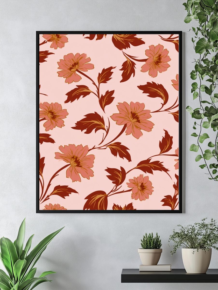 Floral Vine Pattern Print. — room view 4