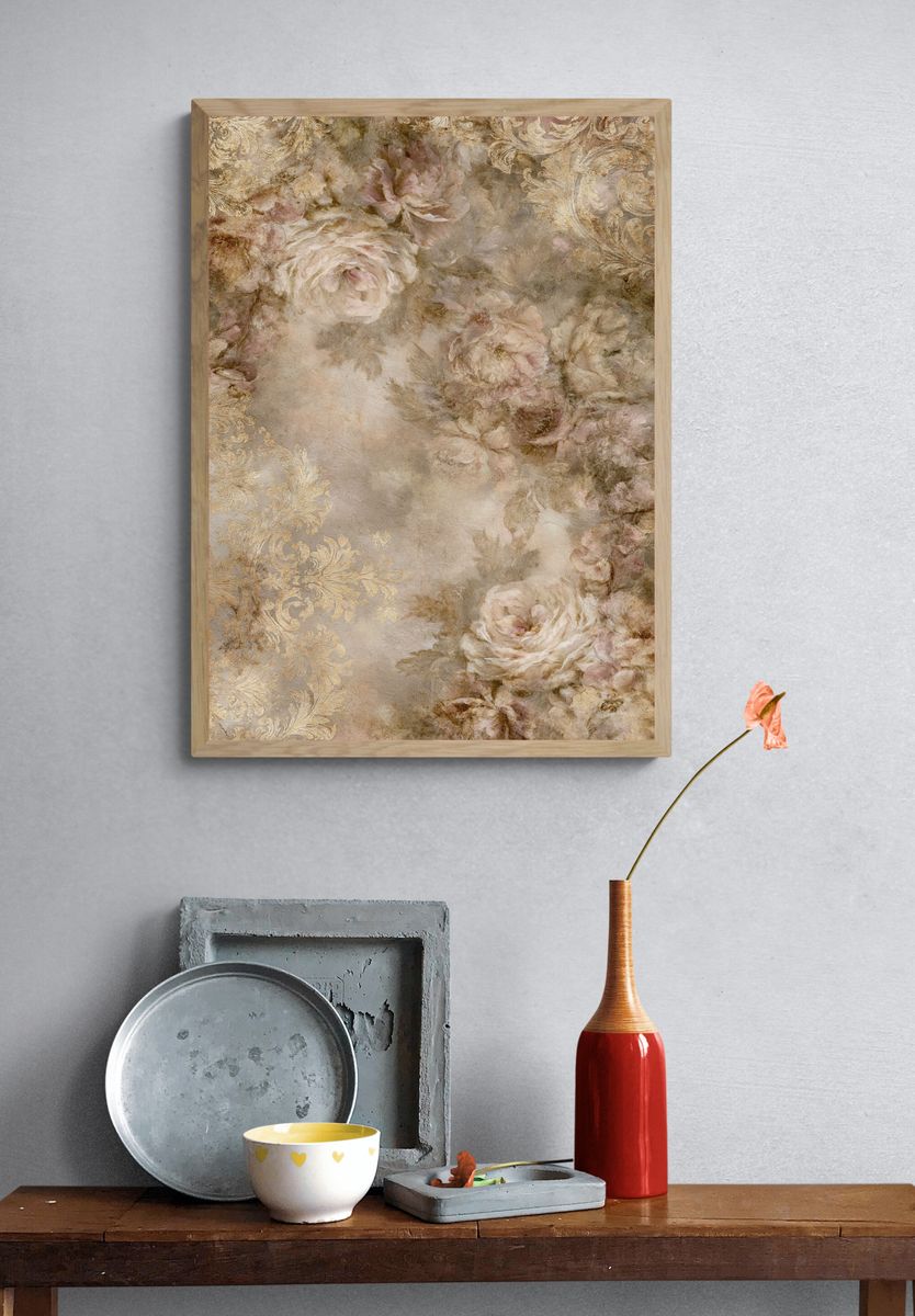 Vintage Floral Damask Poster. — room view 3