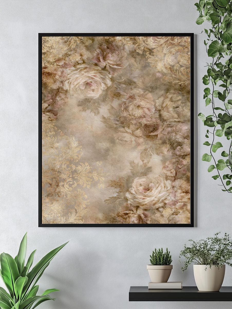 Vintage Floral Damask Poster. — room view 4