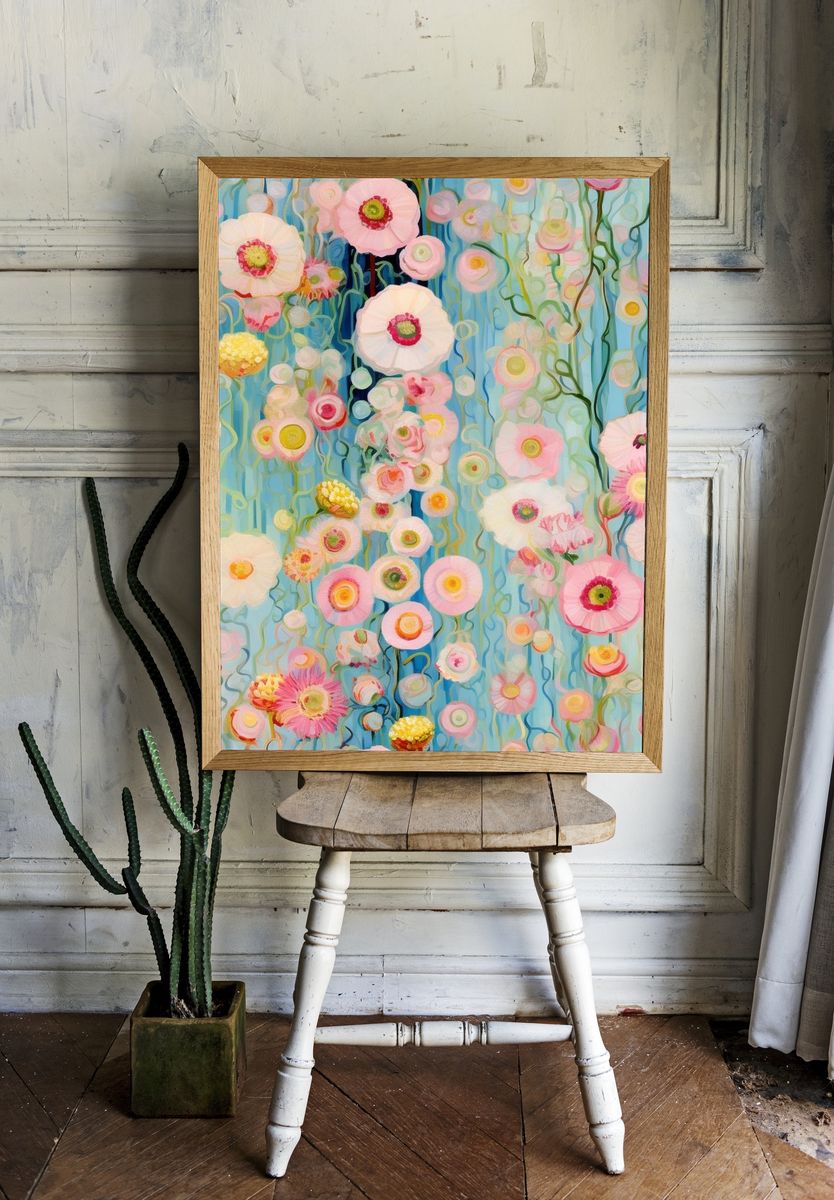 Pastel Floral Dream Illustration Poster. — room view 1