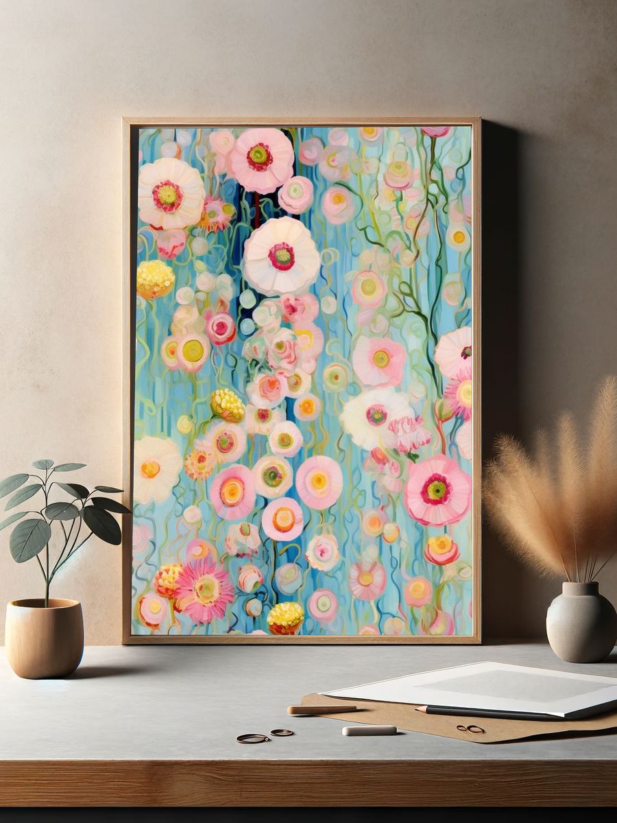 Pastel Floral Dream Illustration Poster. — room view 2
