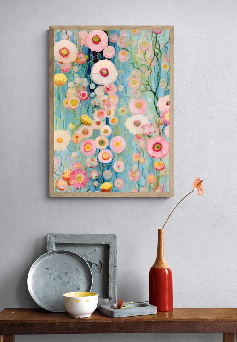 Pastel Floral Dream Illustration Poster. — room view 3