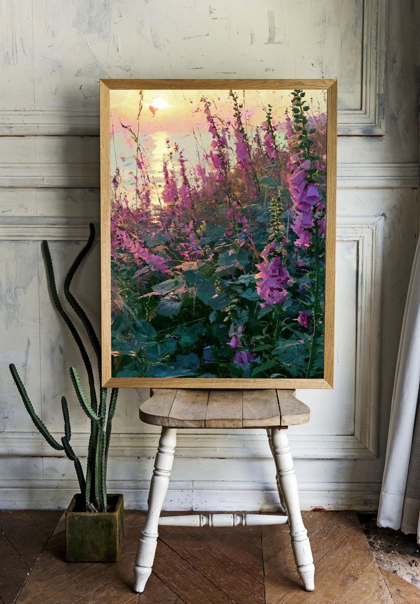 Wild Foxglove Meadow — Fine-Art Print. — room view 1
