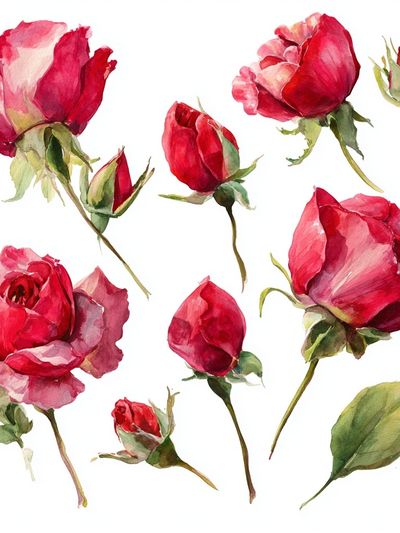 Pink Roses Watercolor Print. poster print