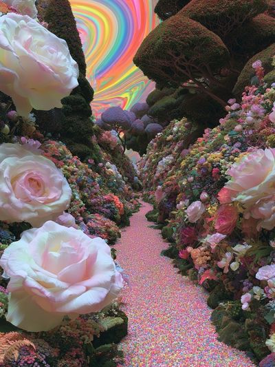Rainbow Floral Dreamscape Poster. poster