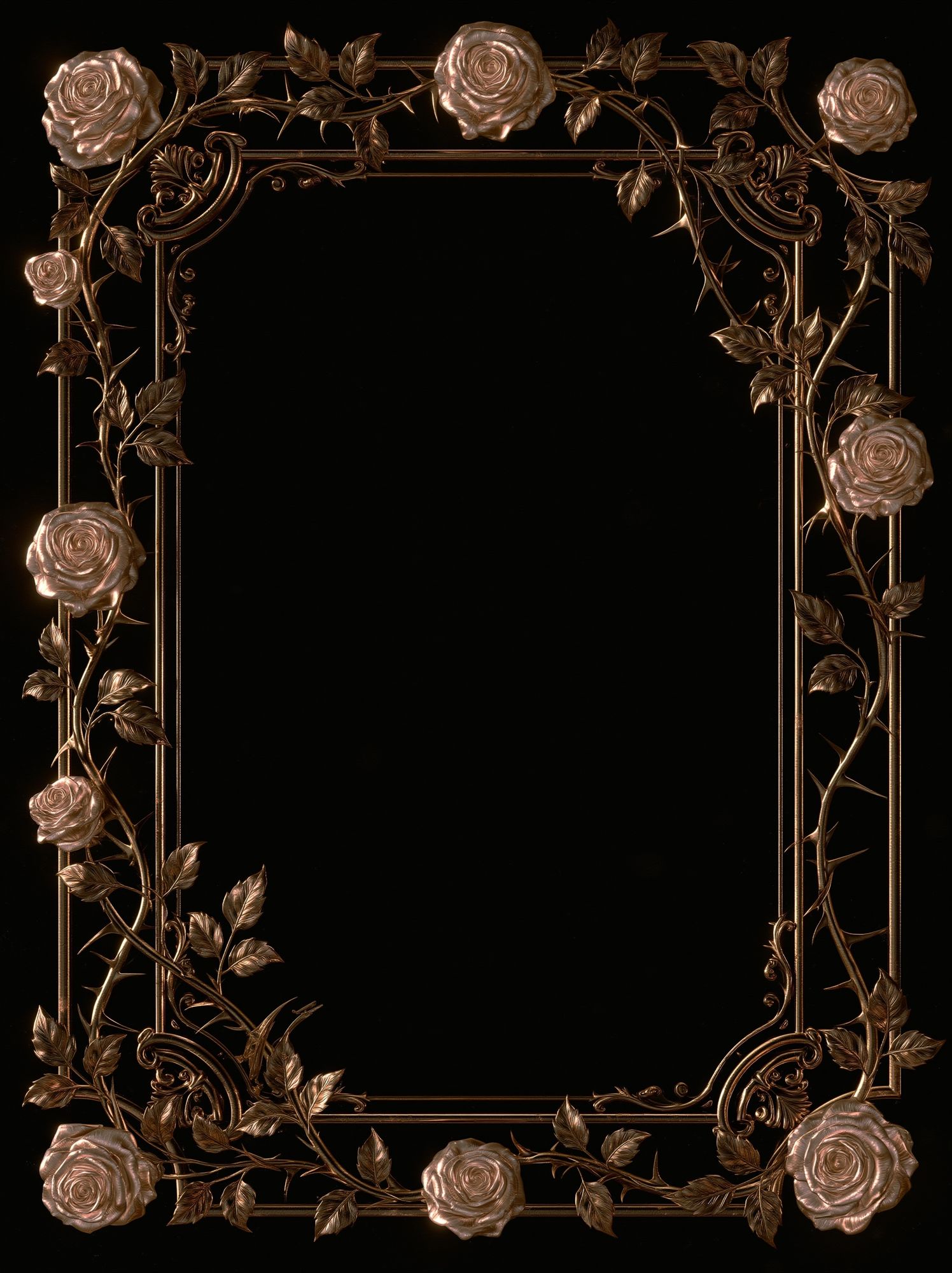 Gilded Rose Vine Frame Poster. poster — botanical art