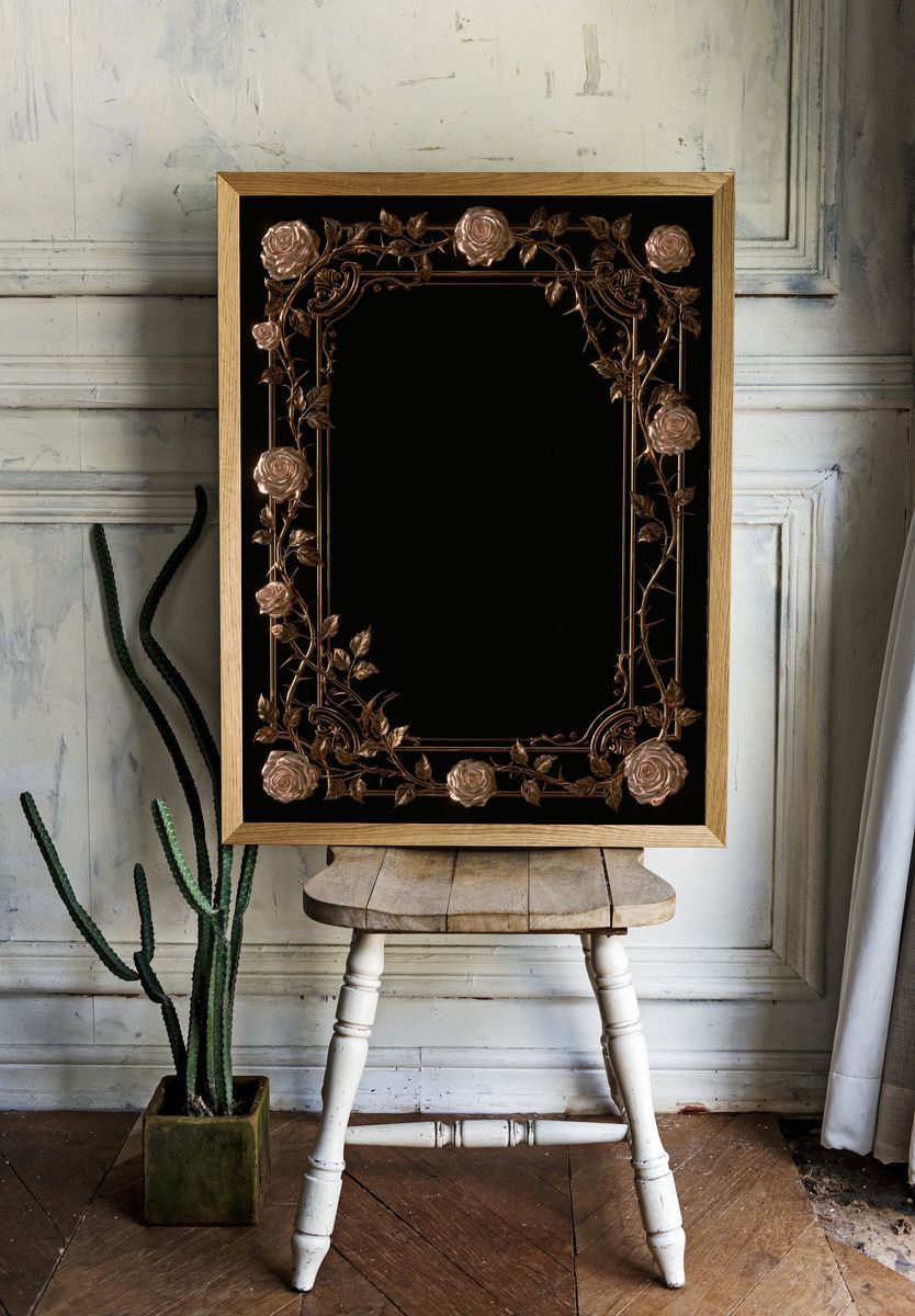 Gilded Rose Vine Frame Poster. — room view 1