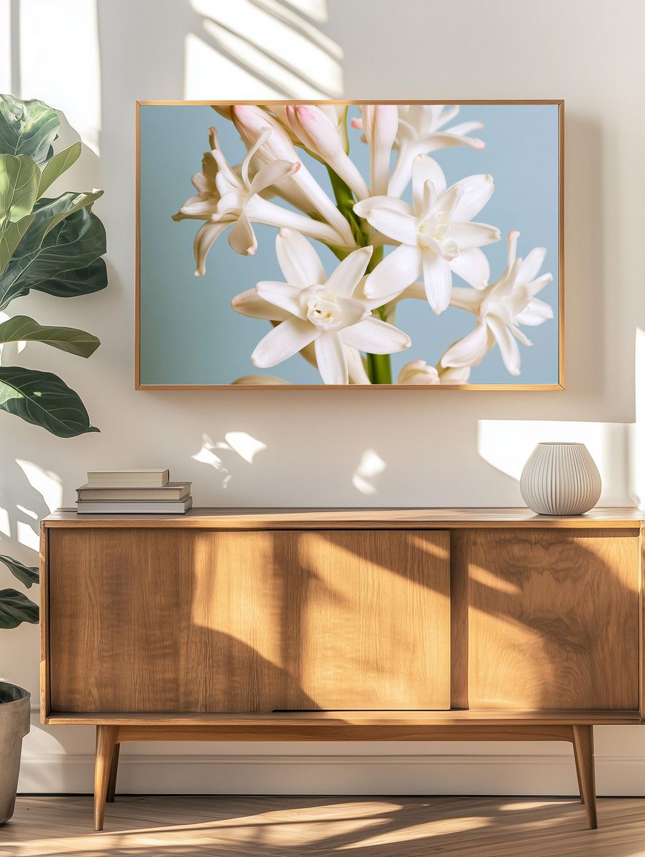 White Tuberose Bloom Print. — room view 3