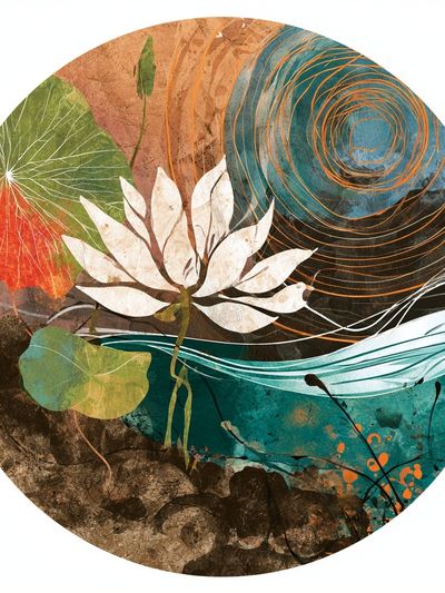Lotus Abstract Botanical Poster.