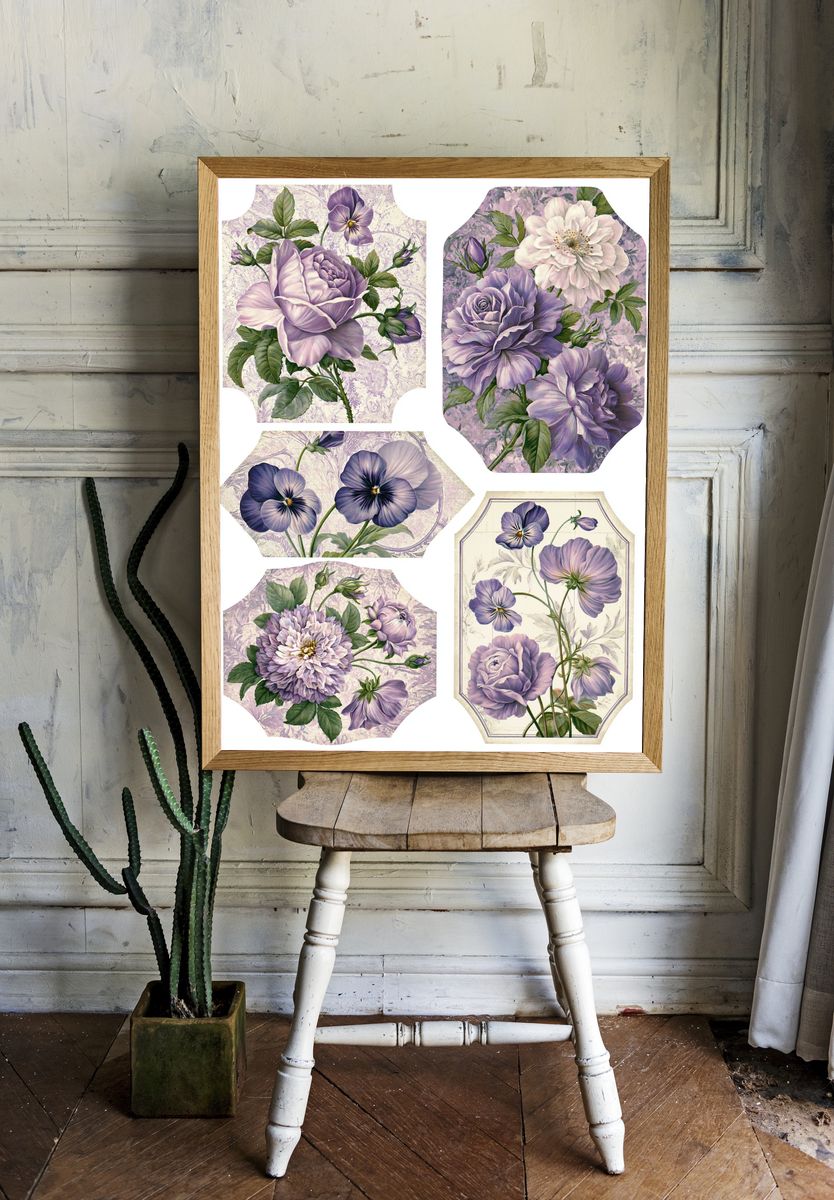 Lavender Floral Botanical Poster. — room view 1