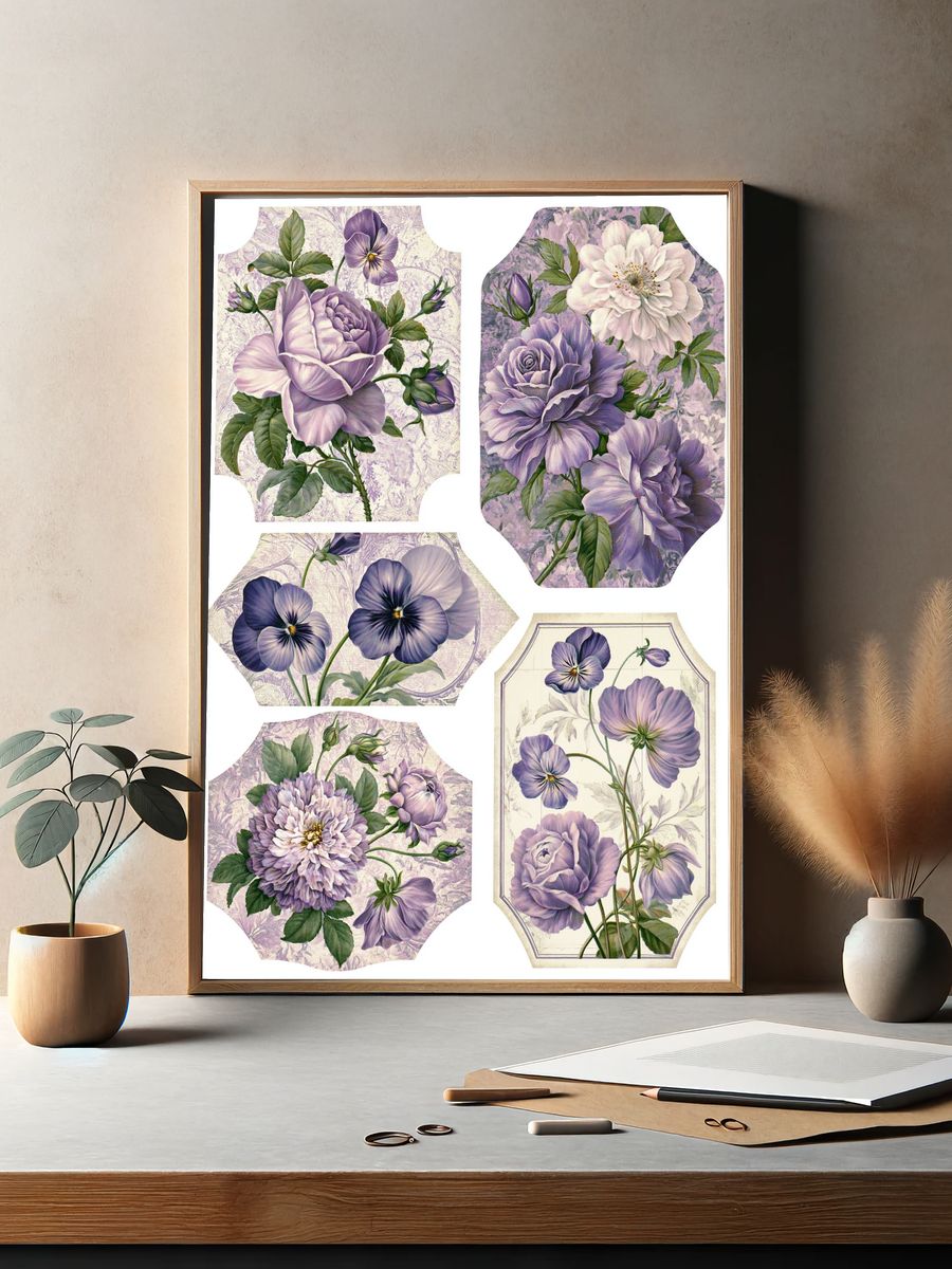 Lavender Floral Botanical Poster. — room view 2