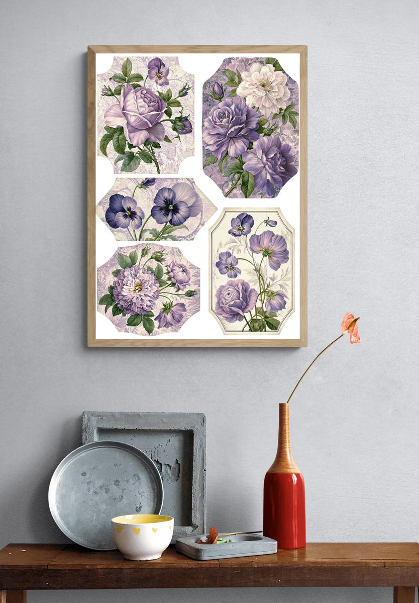 Lavender Floral Botanical Poster. — room view 3
