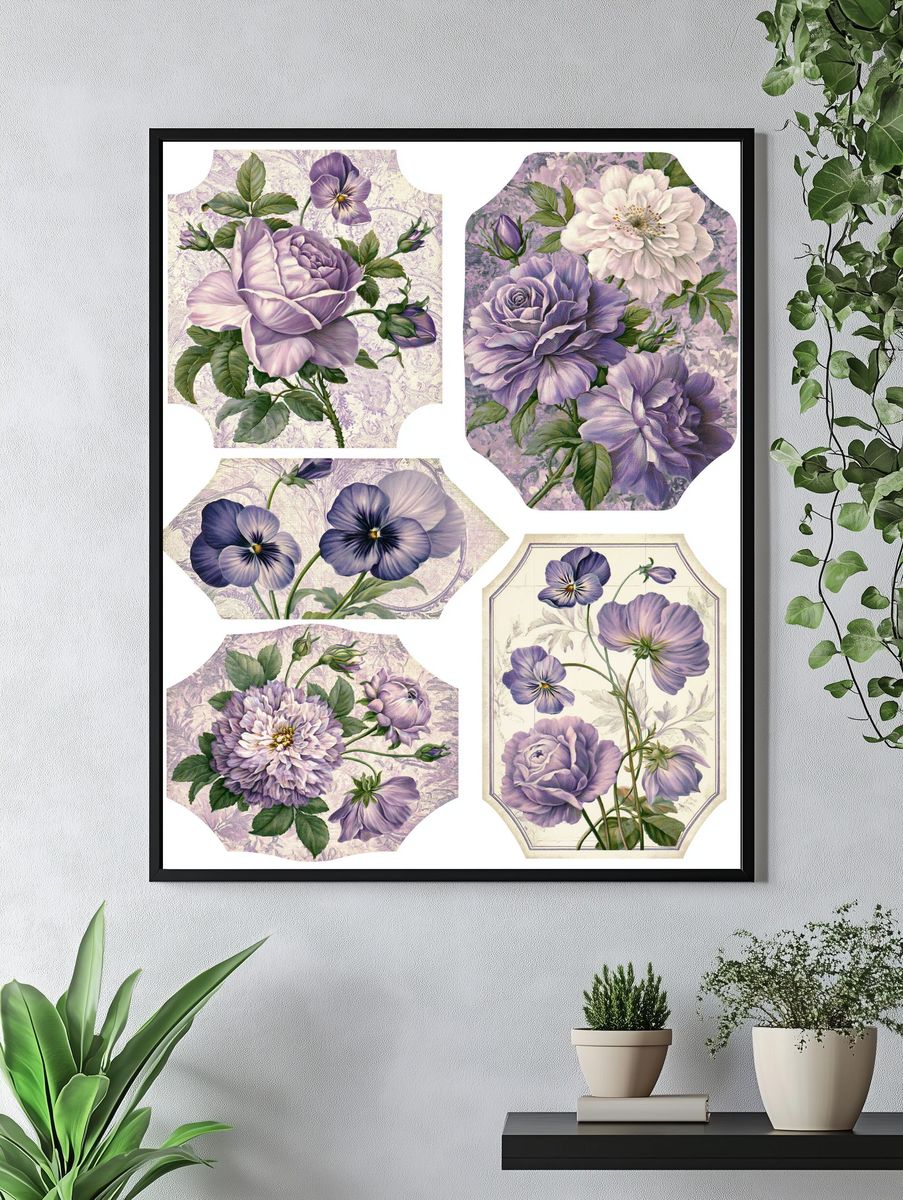 Lavender Floral Botanical Poster. — room view 4