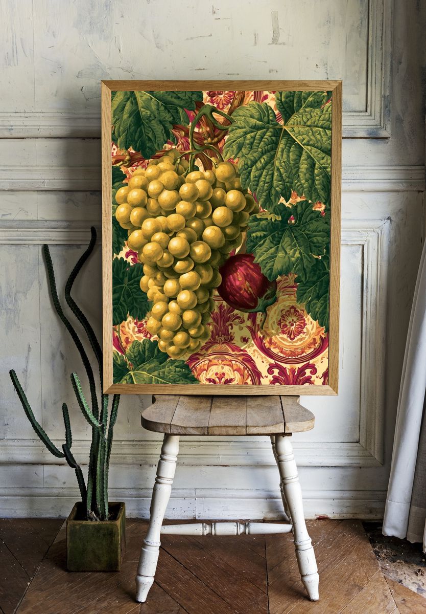 Grapes and Leaves Botanical Print. — room view 1