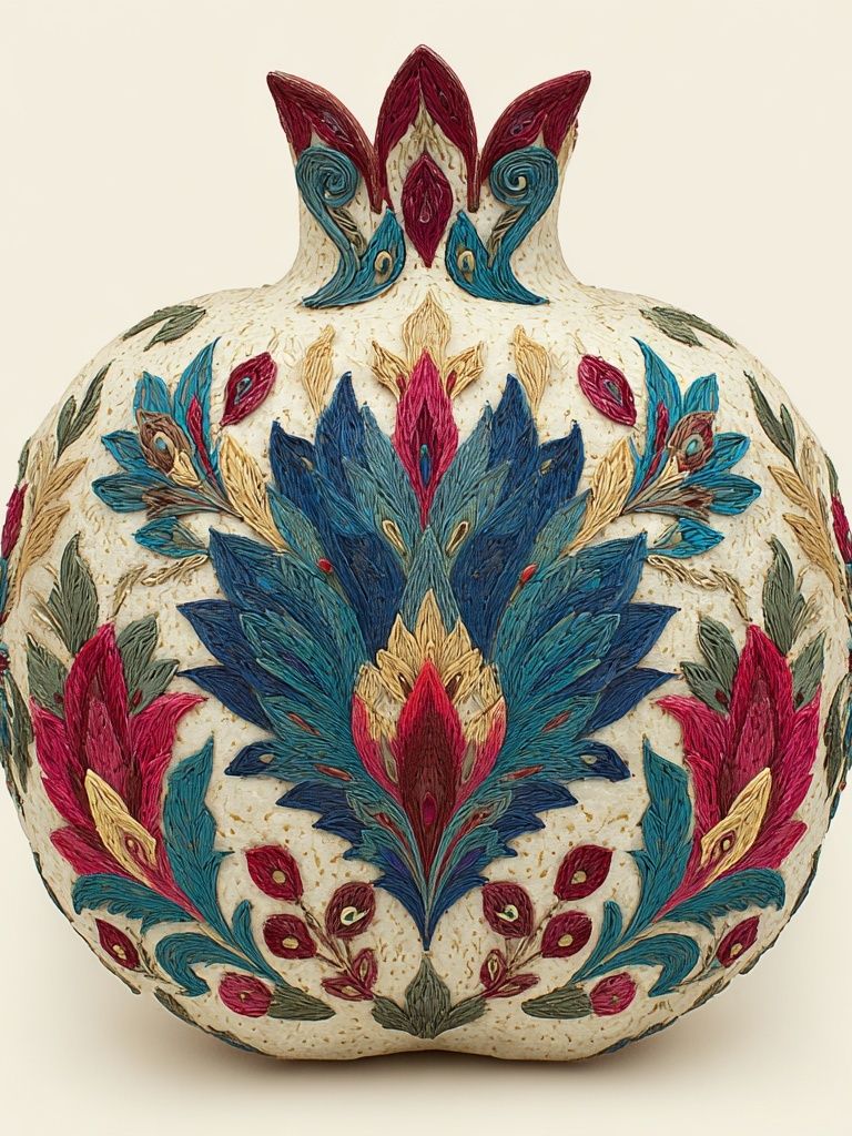 Embroidered Floral Vase Print. poster detail