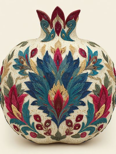 Embroidered Floral Vase Print. poster print