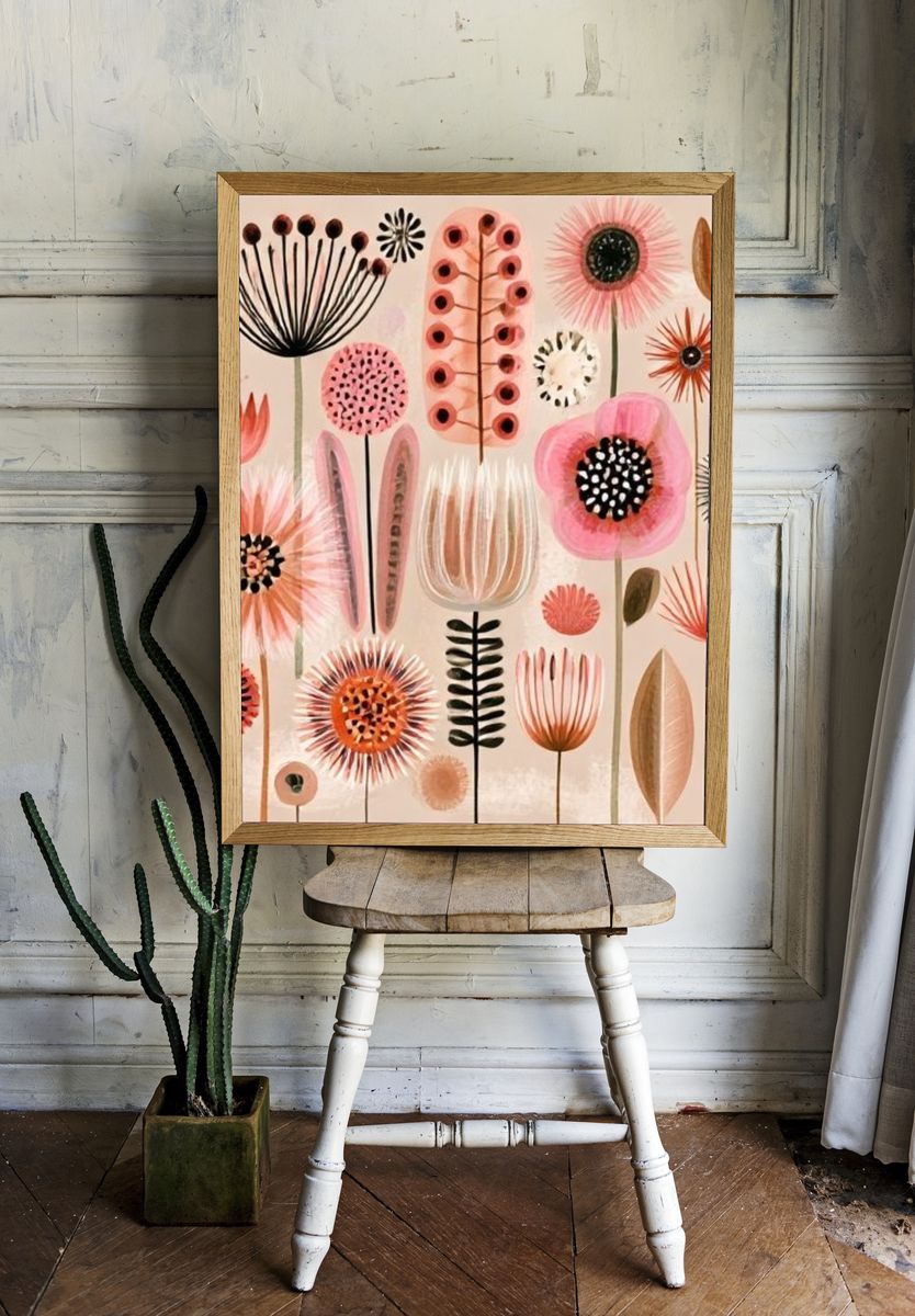 Abstract Floral Garden Print. — room view 1