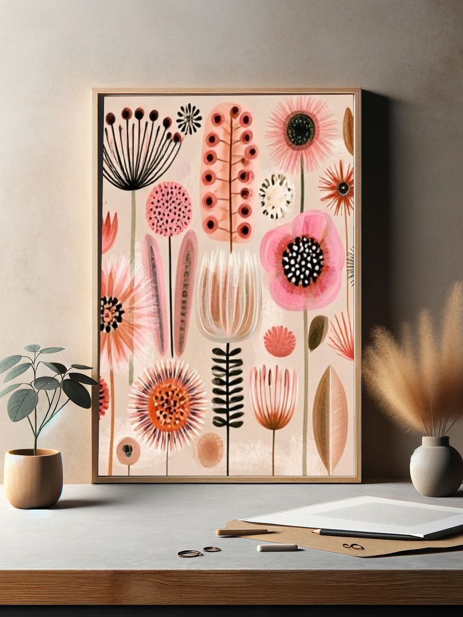 Abstract Floral Garden Print. — room view 2