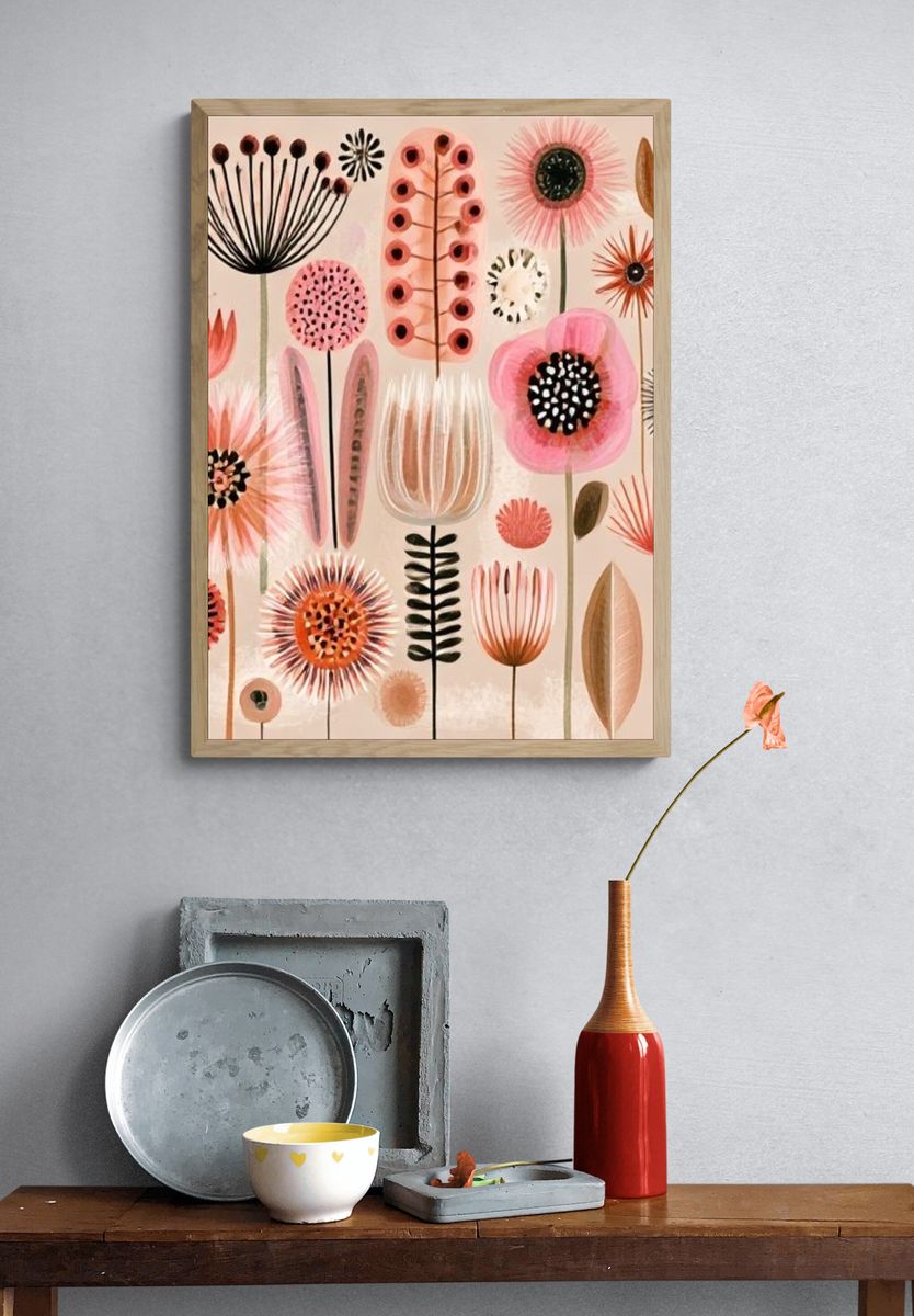 Abstract Floral Garden Print. — room view 3