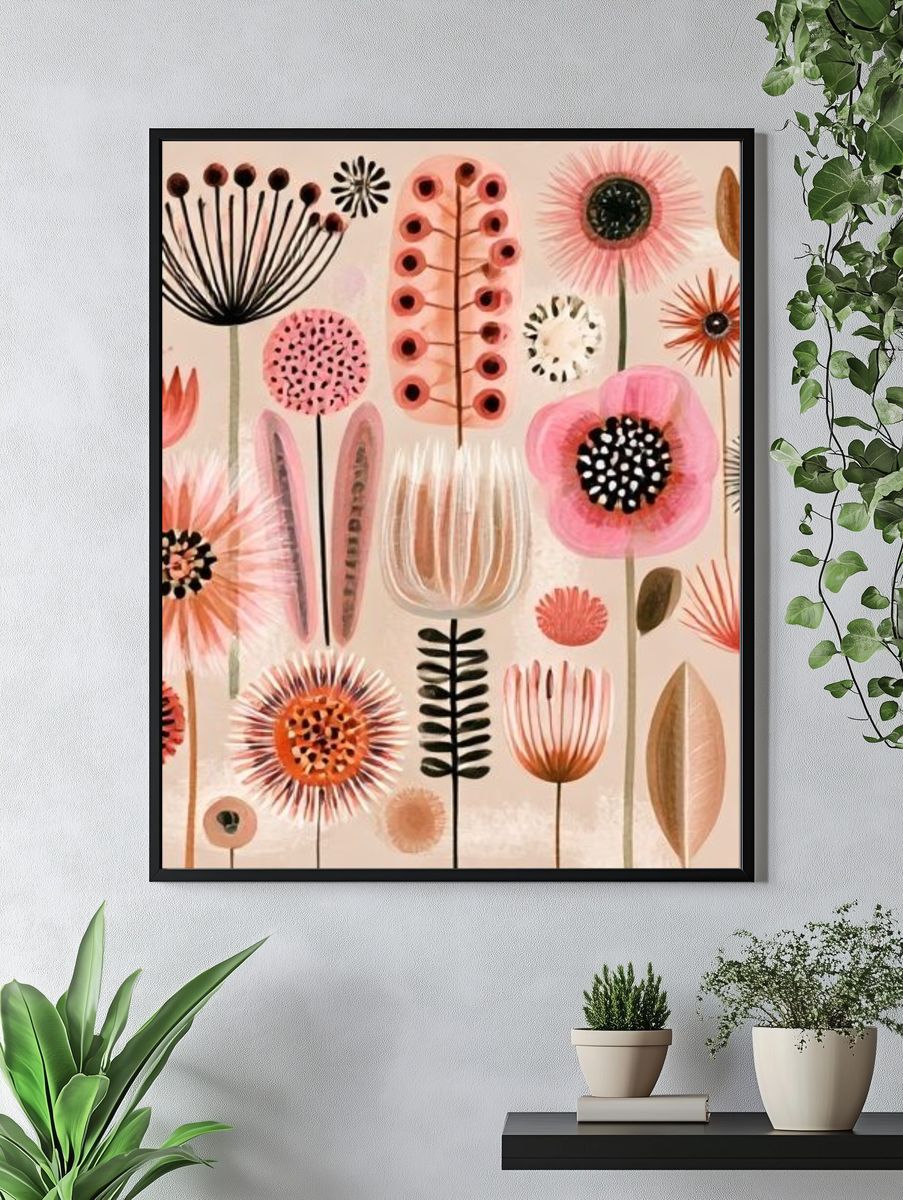 Abstract Floral Garden Print. — room view 4