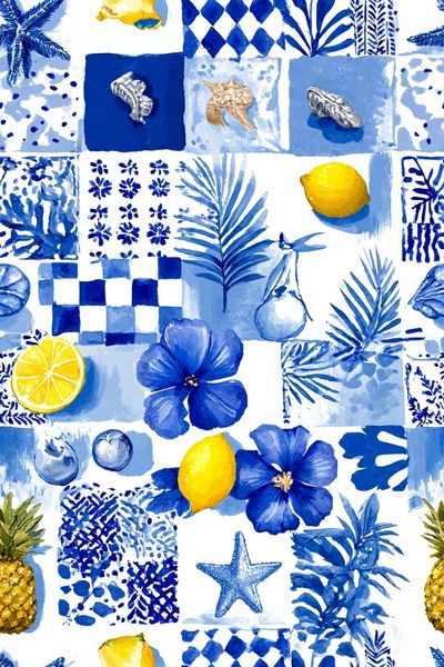 Blue Coastal Watercolor Poster. poster print