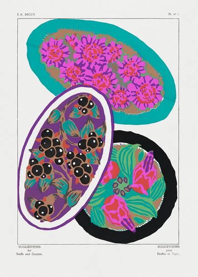 Vintage flower patterns, elegant Art. poster print