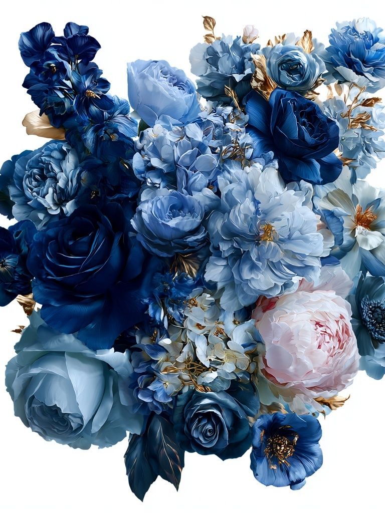 Blue Floral Bouquet Print. poster detail
