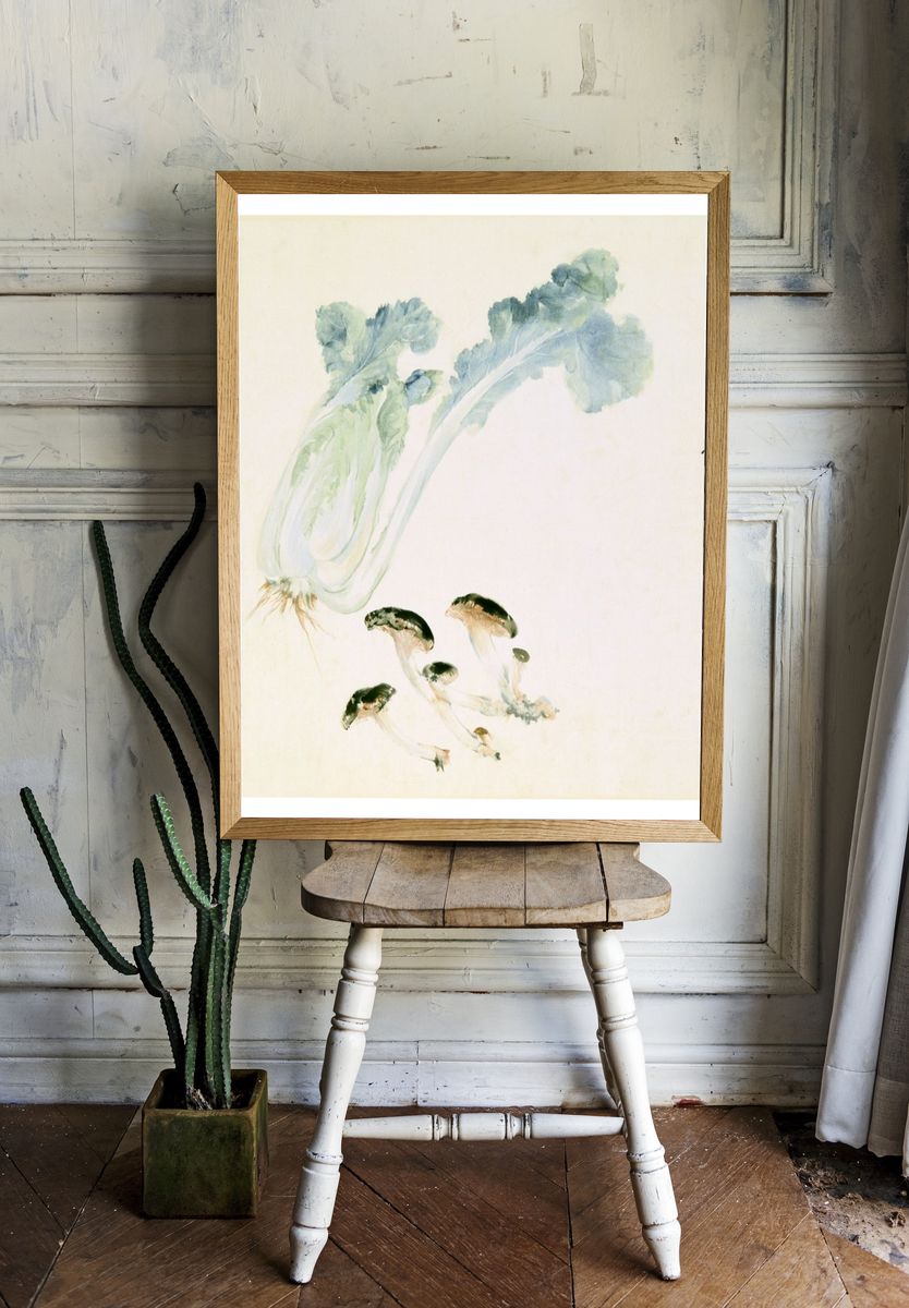 Chinese Cabbage and Mushrooms Print. — room view 1