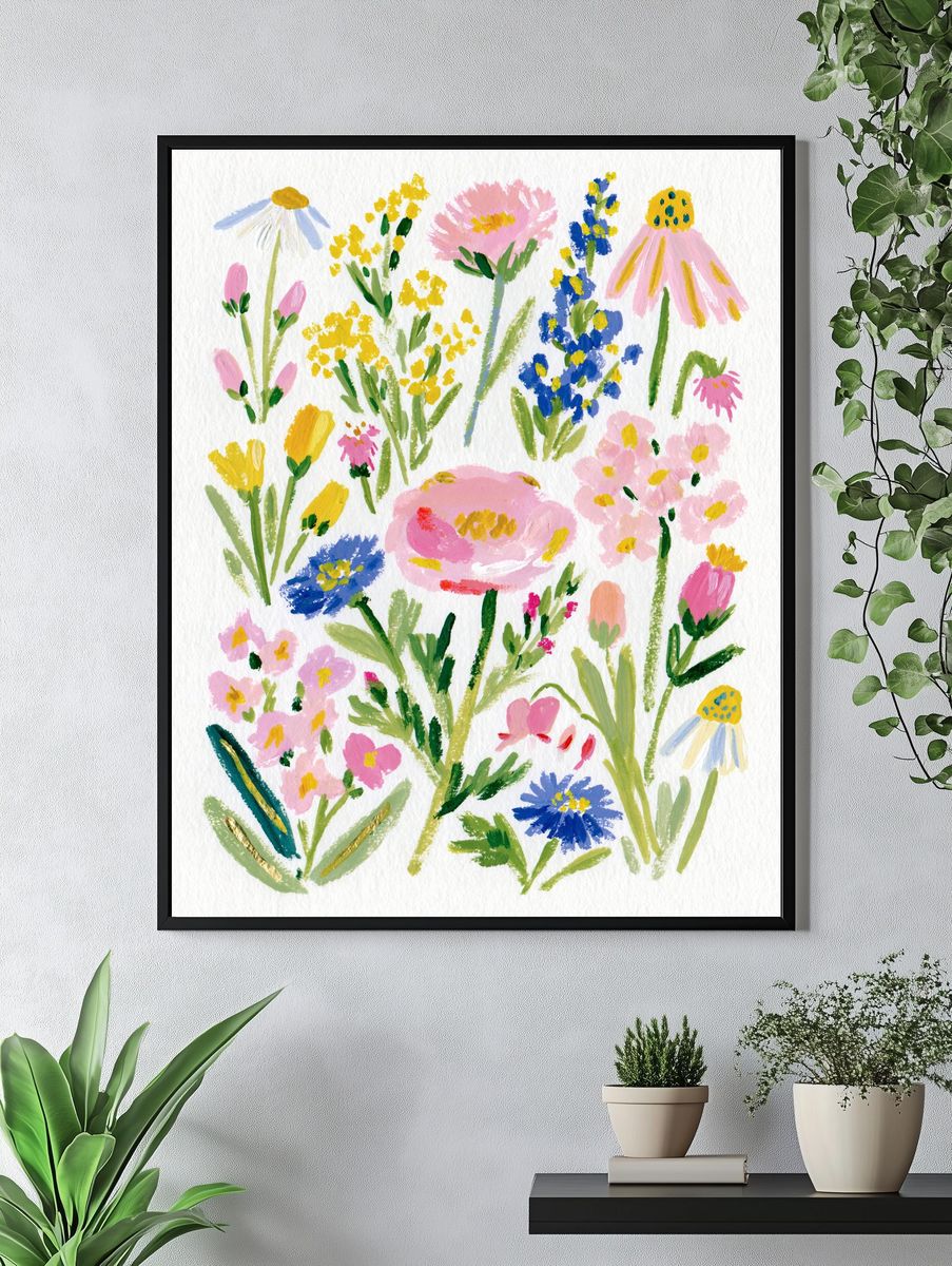 Wildflower Bouquet Watercolor Print. — room view 4
