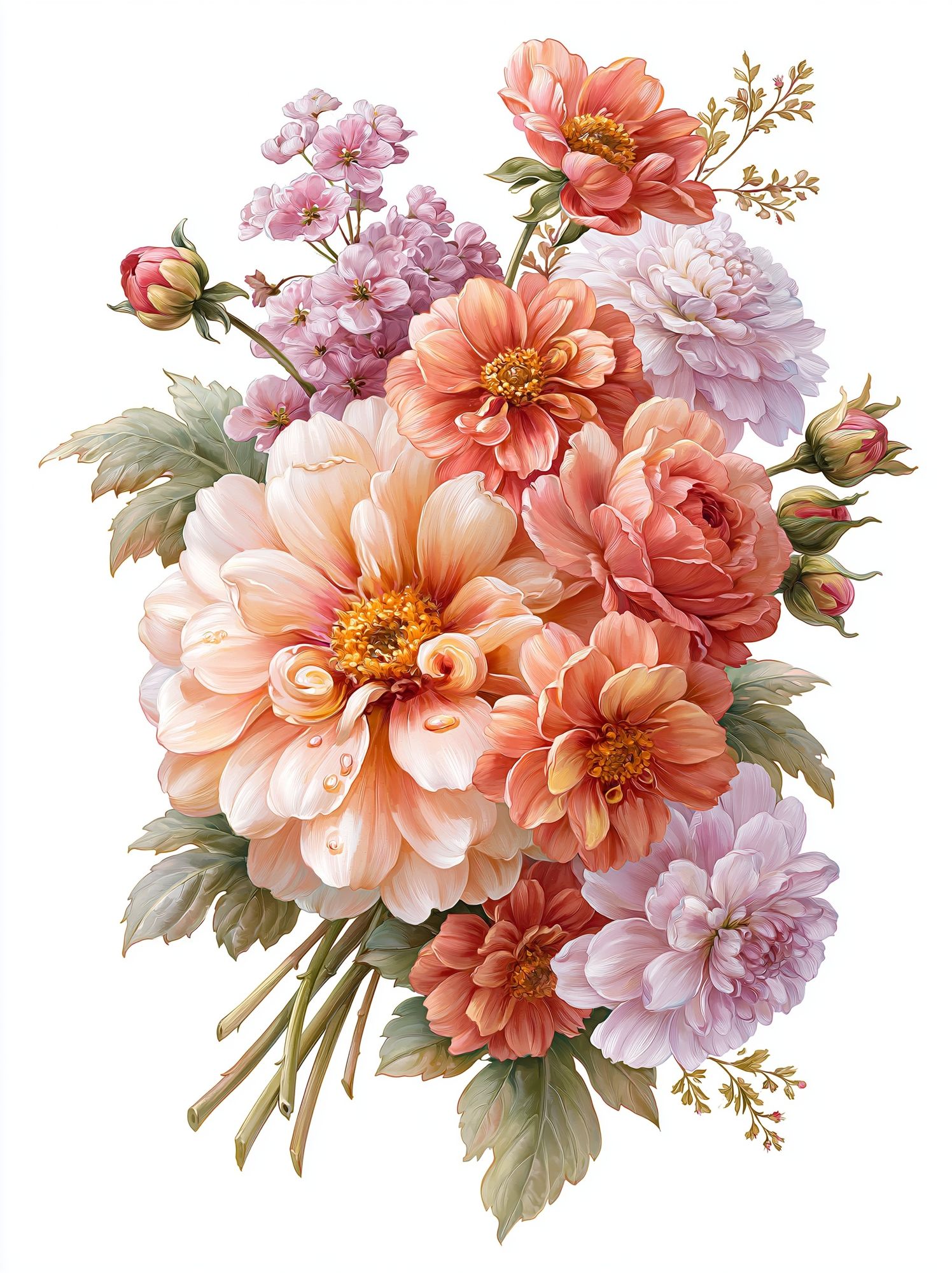 Peony Bouquet Botanical Print. poster detail