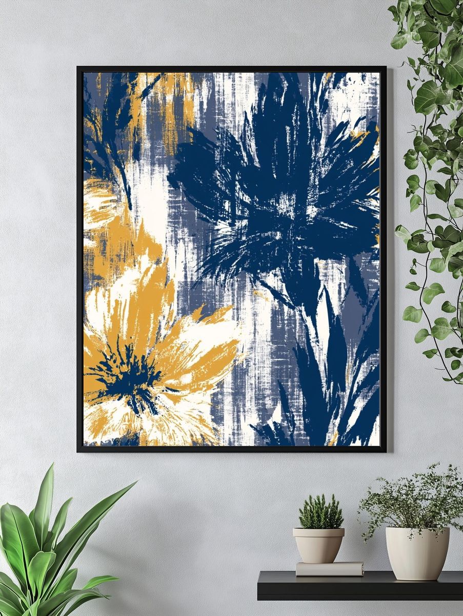 Abstract Floral Brushwork Poster. — room view 4
