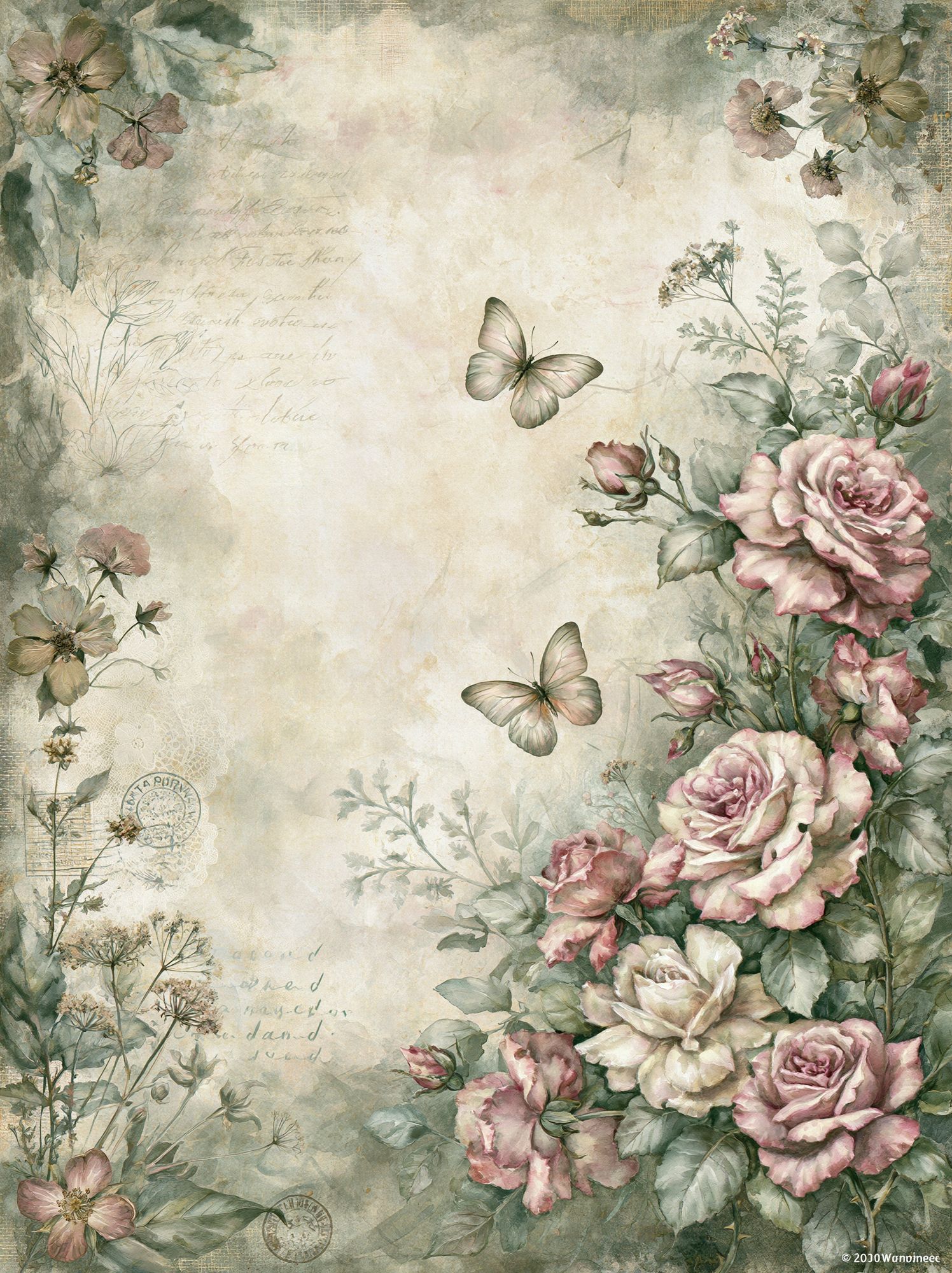 Vintage Floral Butterfly Poster. poster detail