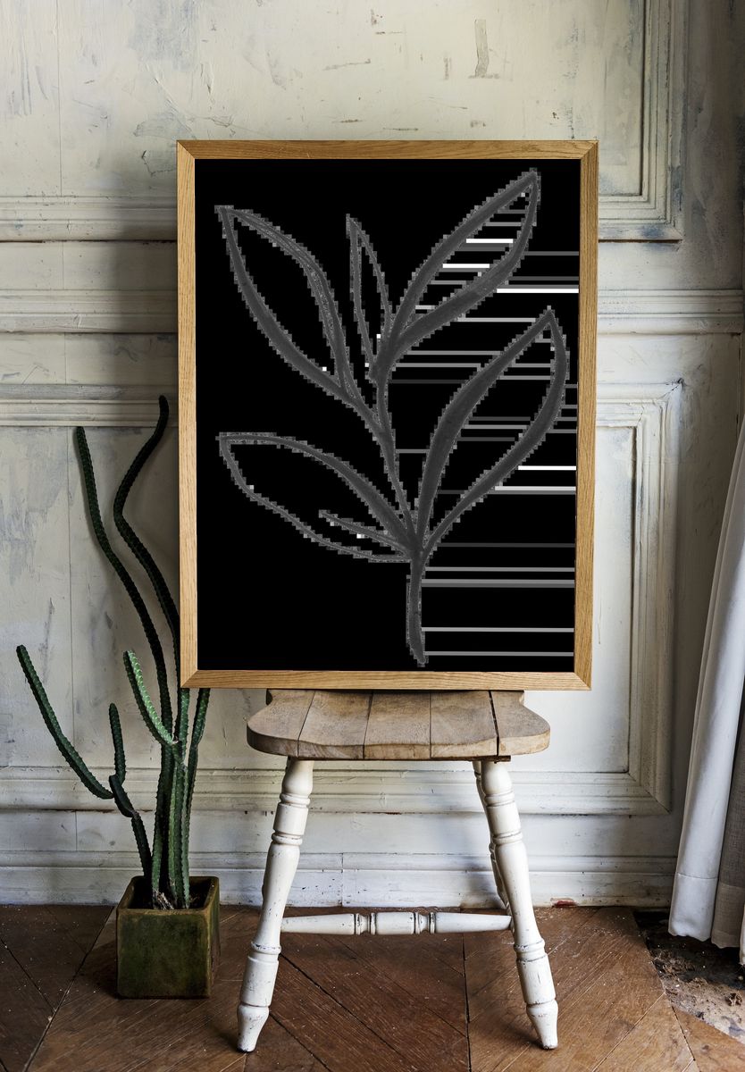 Bamboo Leaves Ink Print. — room view 1