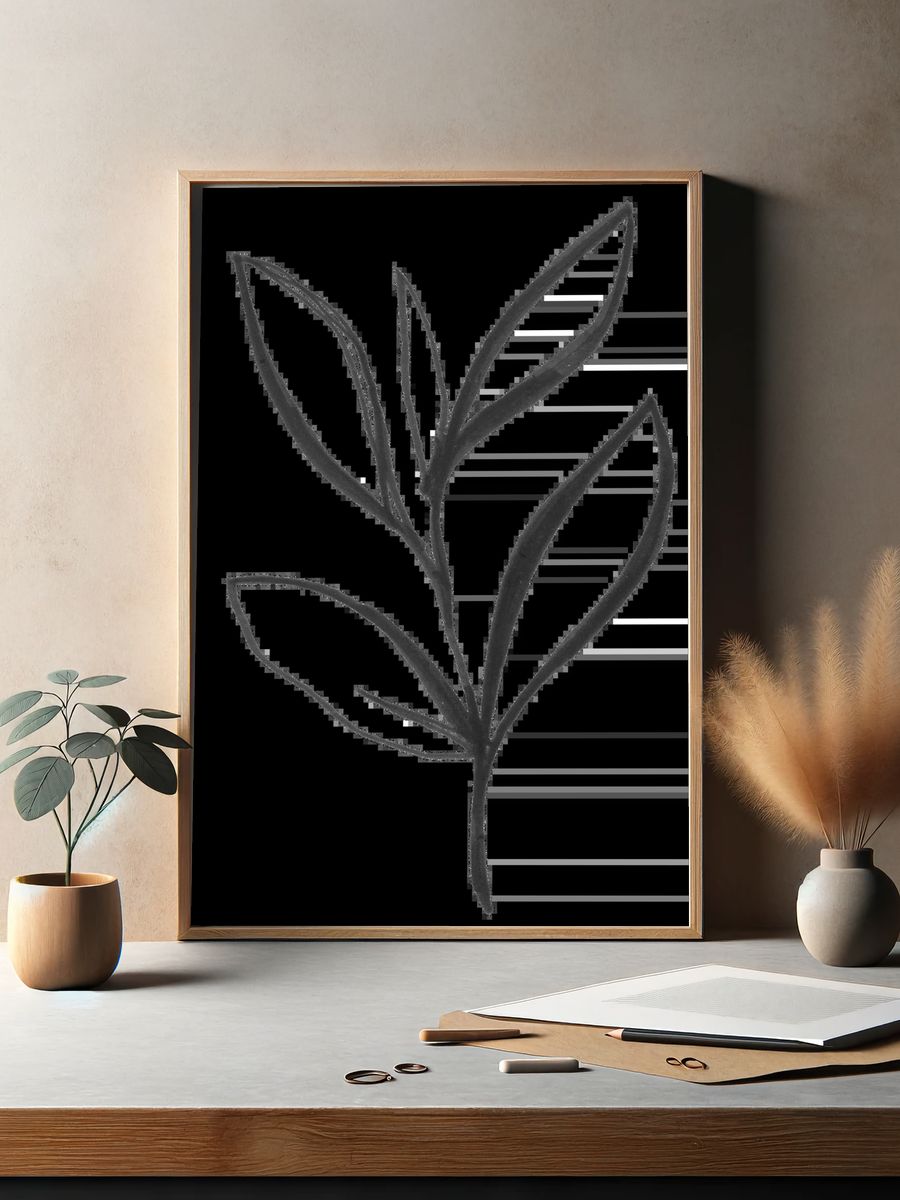 Bamboo Leaves Ink Print. — room view 2