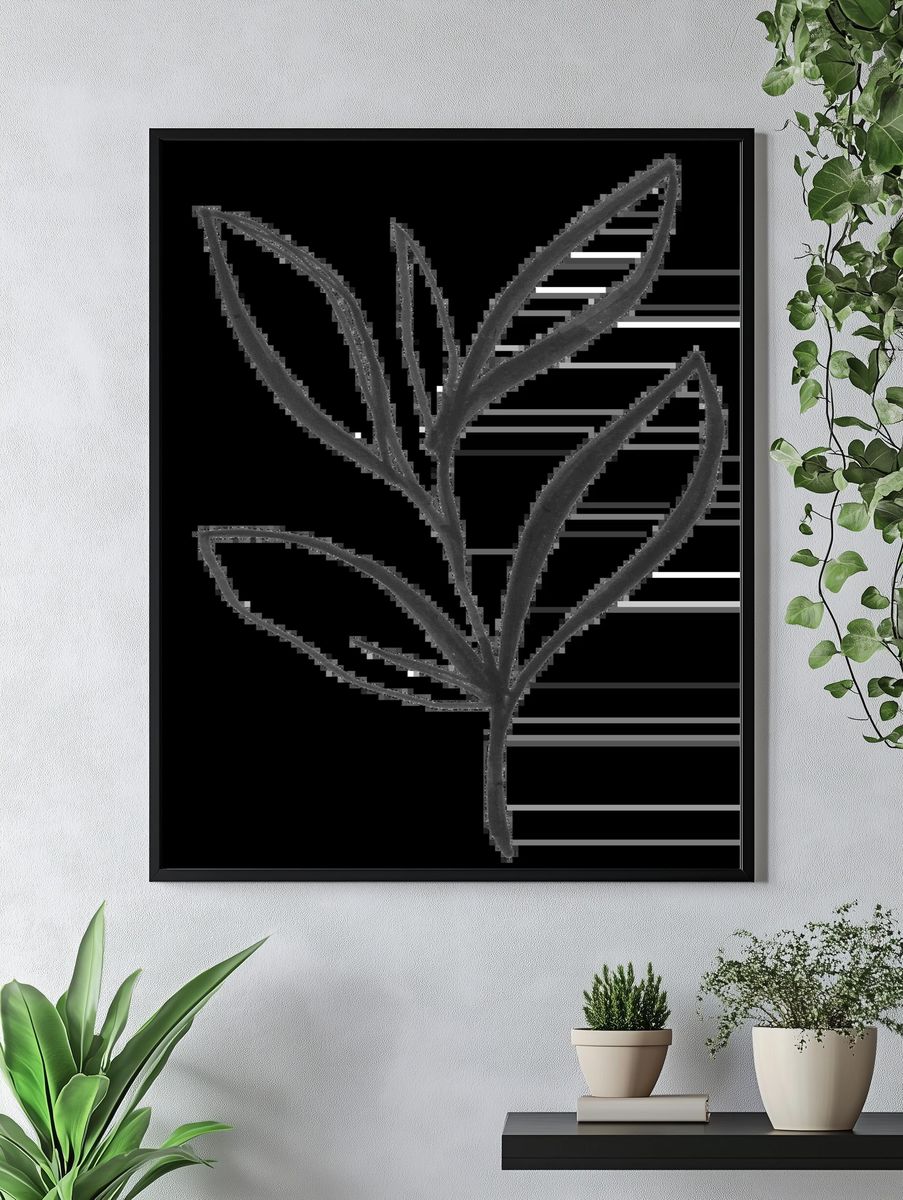 Bamboo Leaves Ink Print. — room view 4