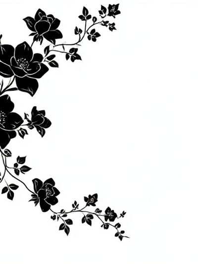Black Floral Vine Minimalist Print.