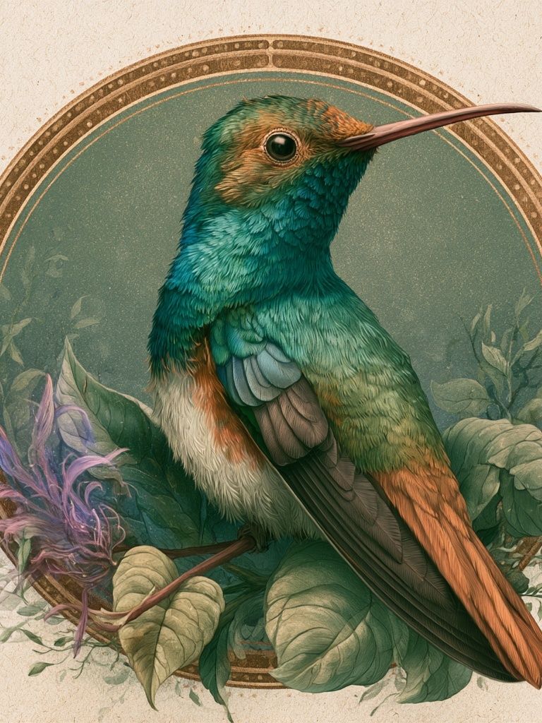 Hummingbird Botanical Poster. poster detail