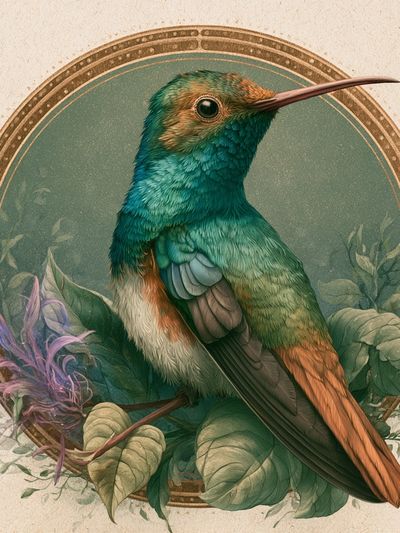 Hummingbird Botanical Poster. poster