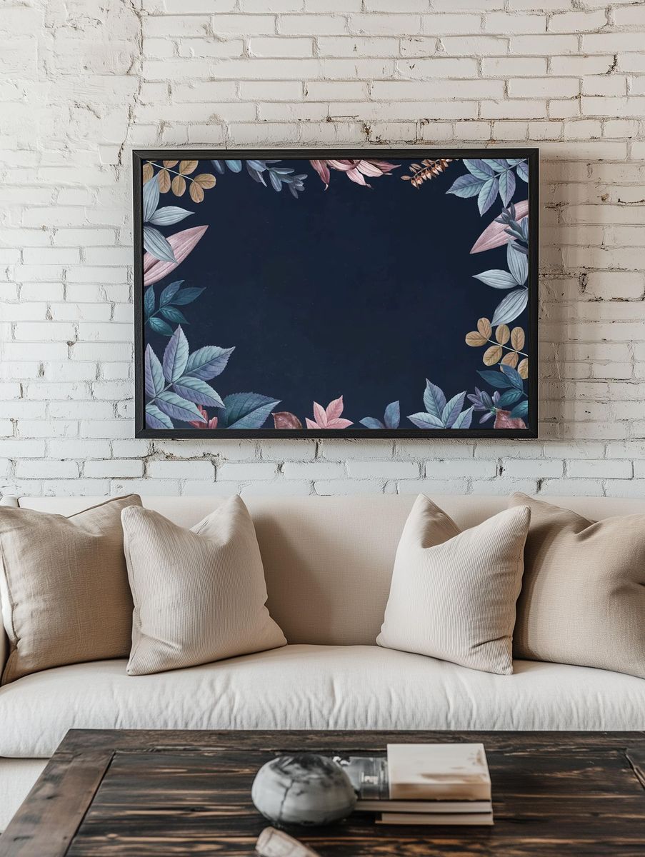Blank colorful leaf patterned background room preview