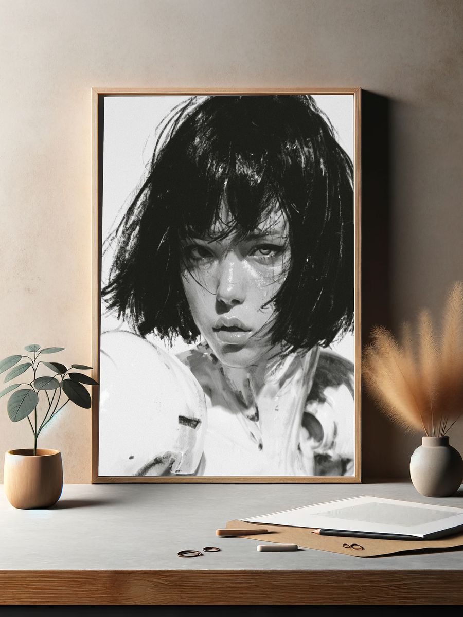 Boxer Portrait Black-White Print. — room view 2