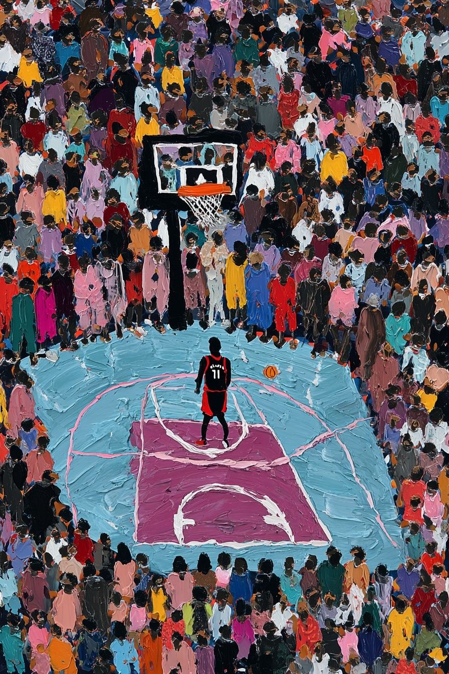 Basketball Player in Crowd — Art Print. poster detail